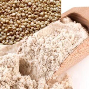 "Organic Sorghum Flour in a bowl with raw sorghum grains" "Freshly made Jowar rotis served with curry and chutney" "Healthy gluten-free baking with Jowar Atta – muffins and cookies"
